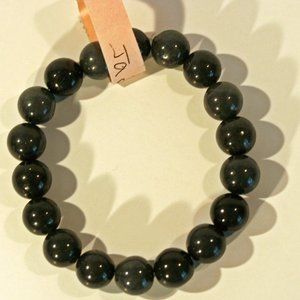 Dark Gray/Green Jade Stone Stretch Bracelet